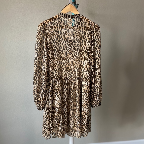 ❌SOLD❌ Chiffon Leopard-print Puff-sleeved Dress - Picture 7 of 16